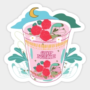 Nissin Ramen Cup Noodle Peony Flowers Pop Art Sticker